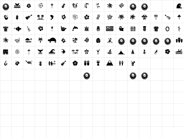Hawaiian Icons Regular  glyph index