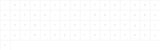 DotOutline Regular  glyph index
