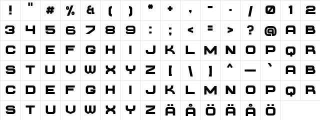 Requesta Bold  glyph index