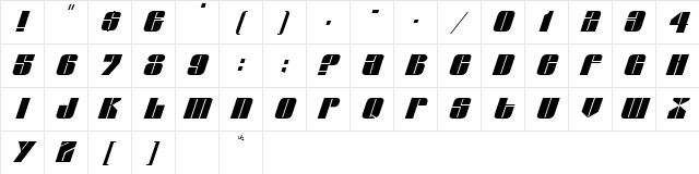 GlaserItalic Normal  glyph index