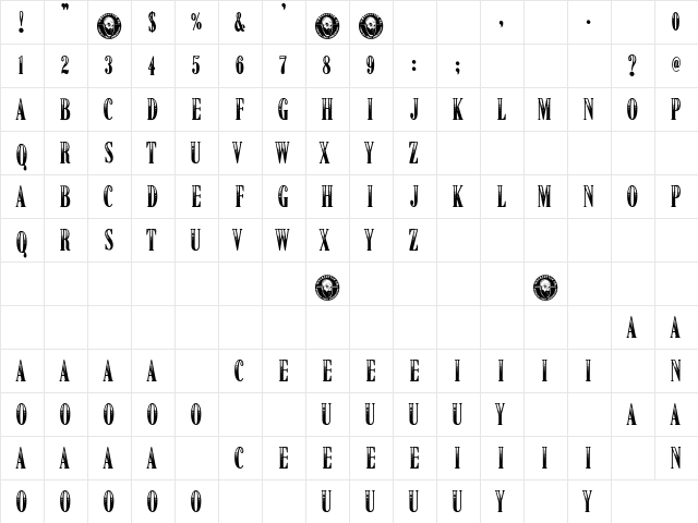 American Dreamer Regular  glyph index