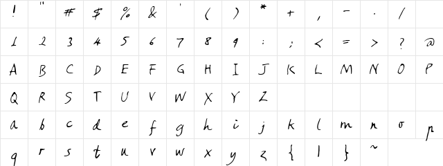 First love Letter Regular  glyph index