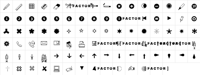 Dingbests Regular  glyph index