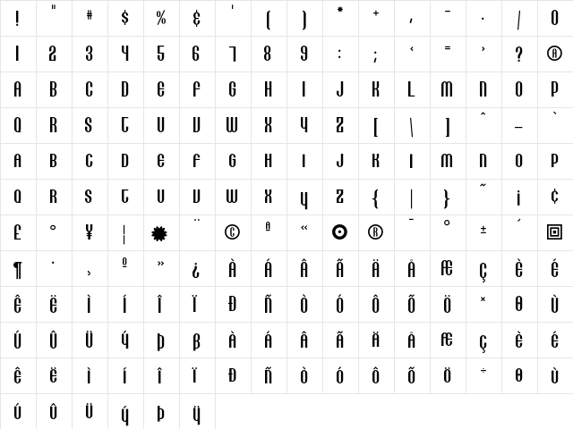 Lithia SmallCaps  glyph index