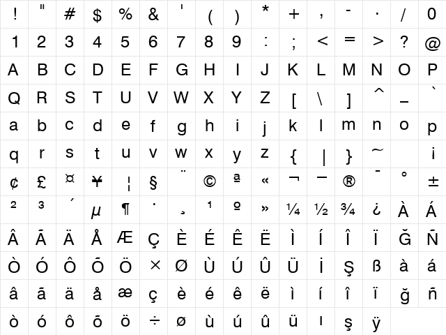 00791 Regular  glyph index