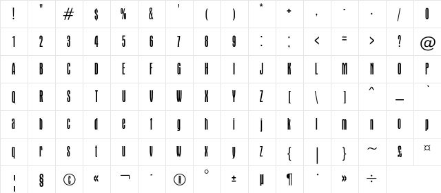 ApicalLightC Regular  glyph index