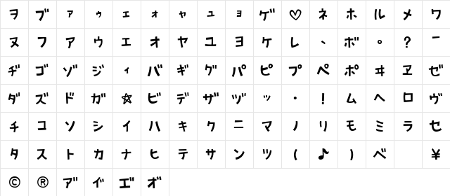 AprilFoolKR Regular  glyph index