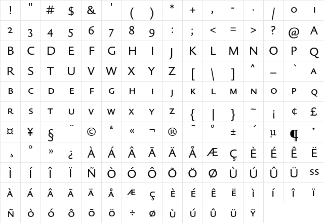 DTL Haarlemmer D Sans Caps Regular  glyph index