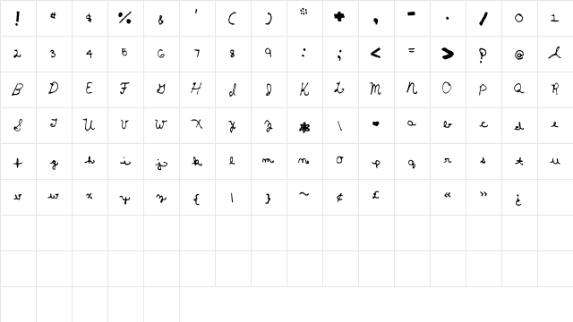 TinyLittleBows Medium  glyph index