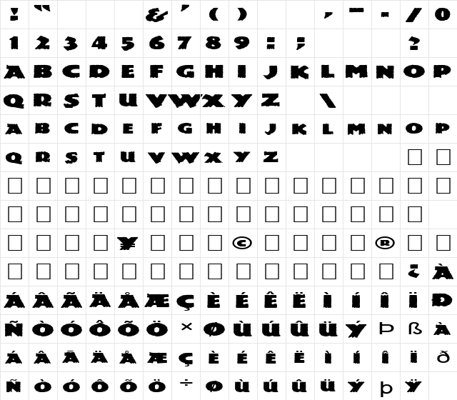 FZ JAZZY 24 EX Normal  glyph index