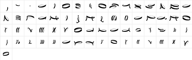 Danzante typeface Regular  glyph index