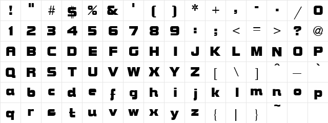 Murder 2 Bold  glyph index