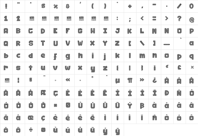 Chicken Pot Pie_PersonalUseOnly Regular  glyph index