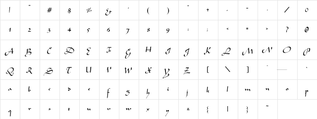 Severn Regular Regular  glyph index