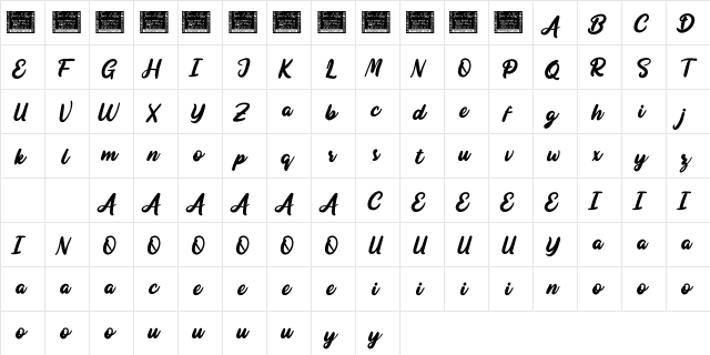 Bojimtes Personal Use  glyph index