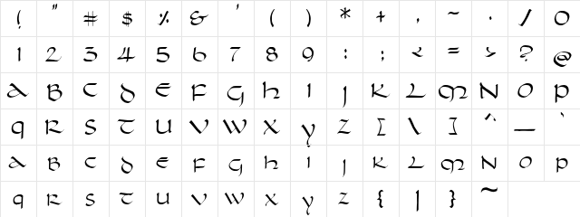 PC Rebecca Uncial Regular  glyph index
