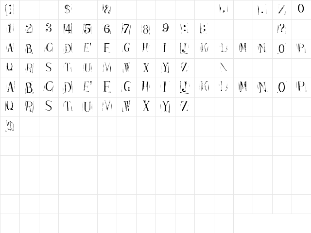 TicketCapitals Repressed  glyph index