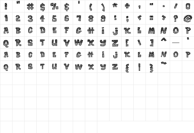 Scrap Spangled Regular  glyph index