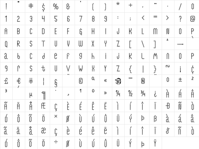 ChainFontBlack Regular  glyph index