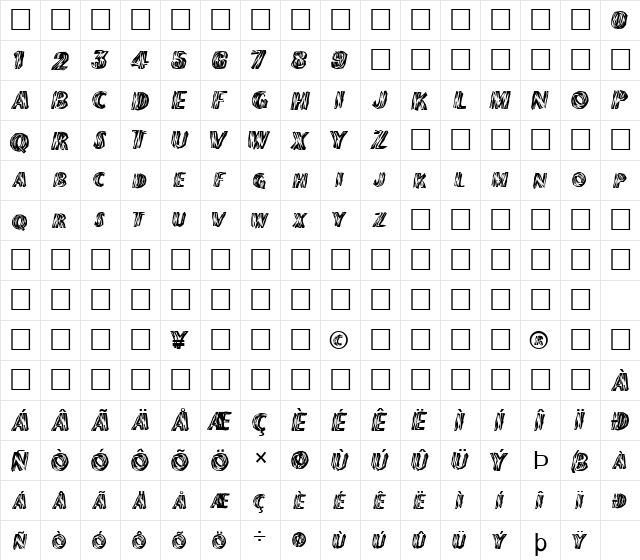 FZ WACKY 24 Normal  glyph index