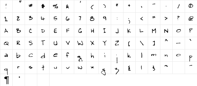 Chas Regular  glyph index