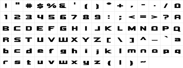 LHF Quadrex Regular  glyph index