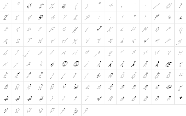 FZ UNIQUE 17 HOLLOW ITALIC Normal  glyph index