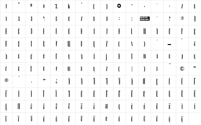 Urkelian Regular  glyph index