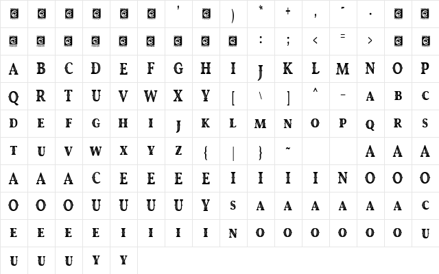 Royal King Free  glyph index