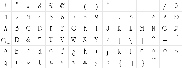 Grandfather Regular  glyph index