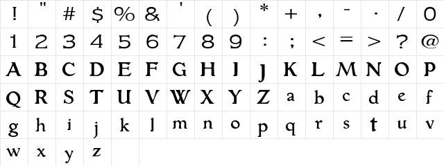 AlpenhornSSK Regular  glyph index