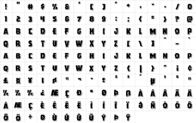 Howlin' Mad Punch Regular  glyph index