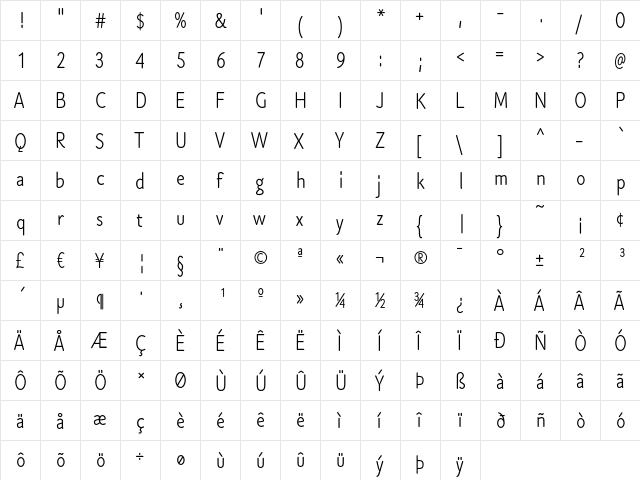 Cen Pro Normal  glyph index