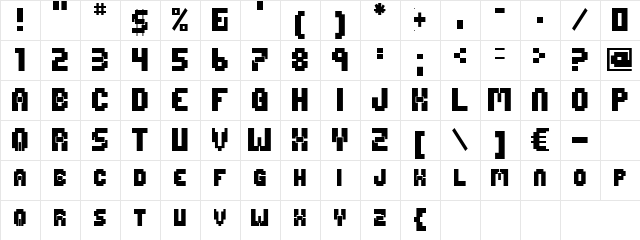 Steam Fry Regular  glyph index