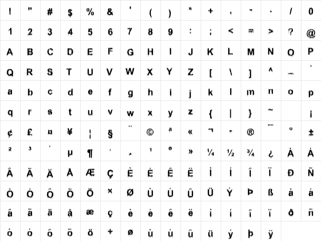 Wet2 Becker Normal  glyph index