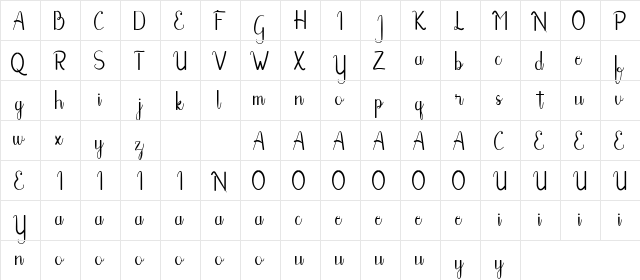 Reyna Demo Regular  glyph index