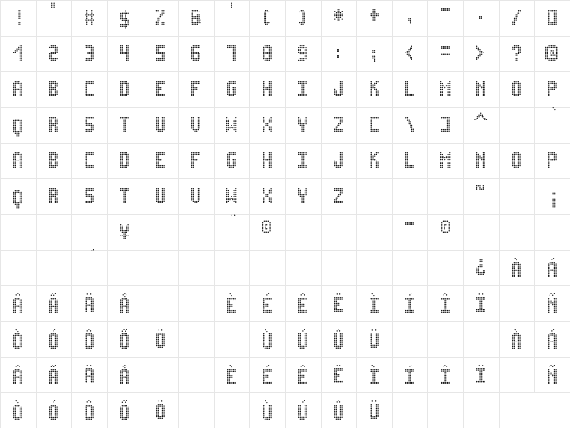Ledsitex St Regular  glyph index