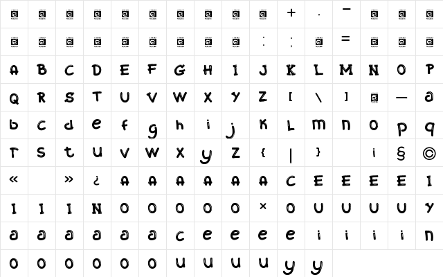 Mixy Missy Personal Use Regular  glyph index