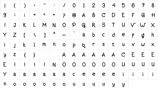 Kanagif Personal Use Regular  glyph index