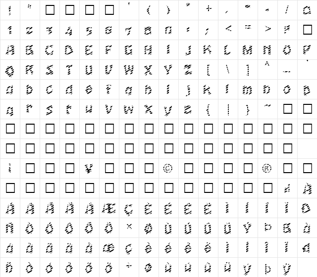FZ JAZZY 12 STRIPED Normal  glyph index