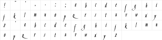 Handskript Regular  glyph index
