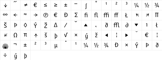 Karbid NormalExpert  glyph index