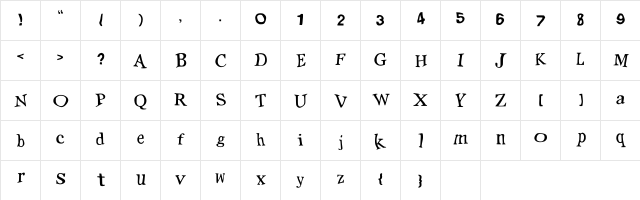 Positions By Arixbored Regular  glyph index