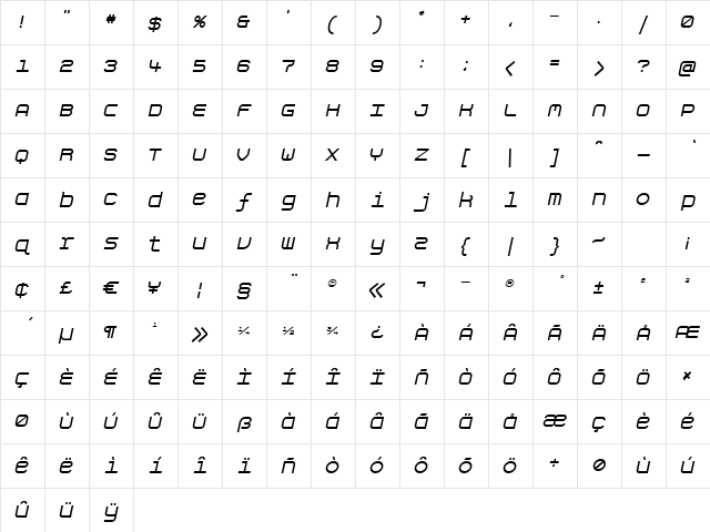 AspirinIntoxicate Regular  glyph index