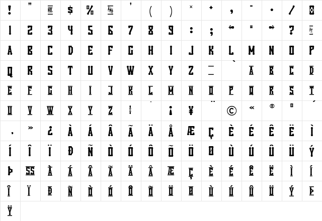 Vanilla Whale Regular  glyph index