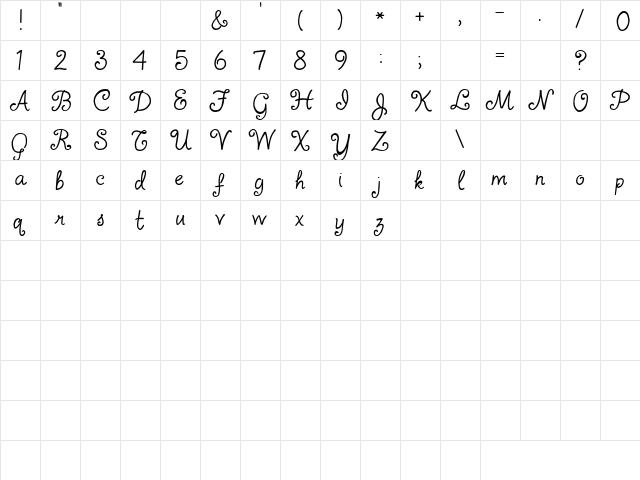 2Peas Mademoiselle Regular  glyph index