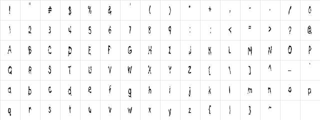 LDJ Drippy Regular  glyph index