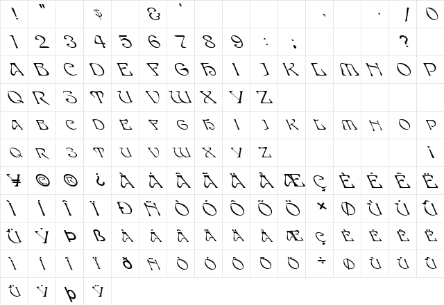 FZ JAZZY 20 LEFTY Normal  glyph index
