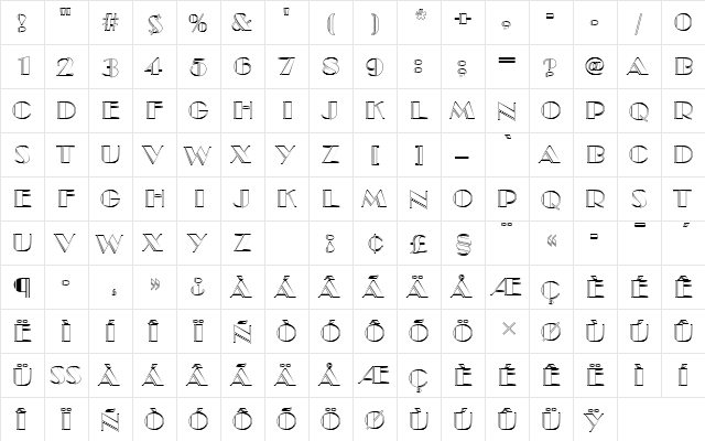 BroadwayEngDOu1 Regular  glyph index