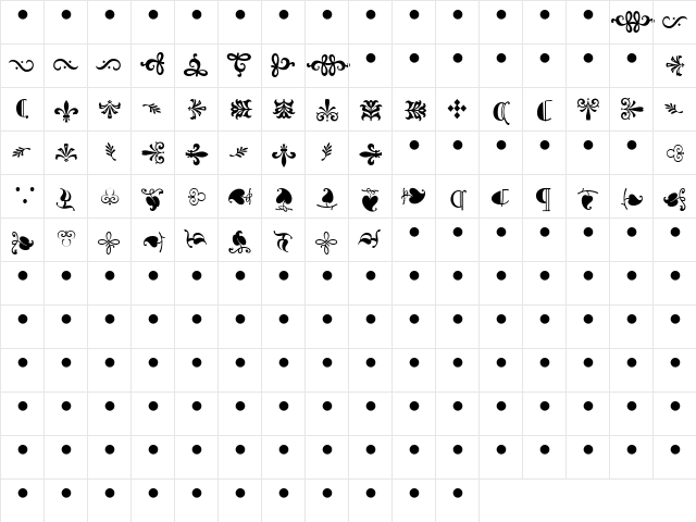 GoudySortsMT Regular  glyph index